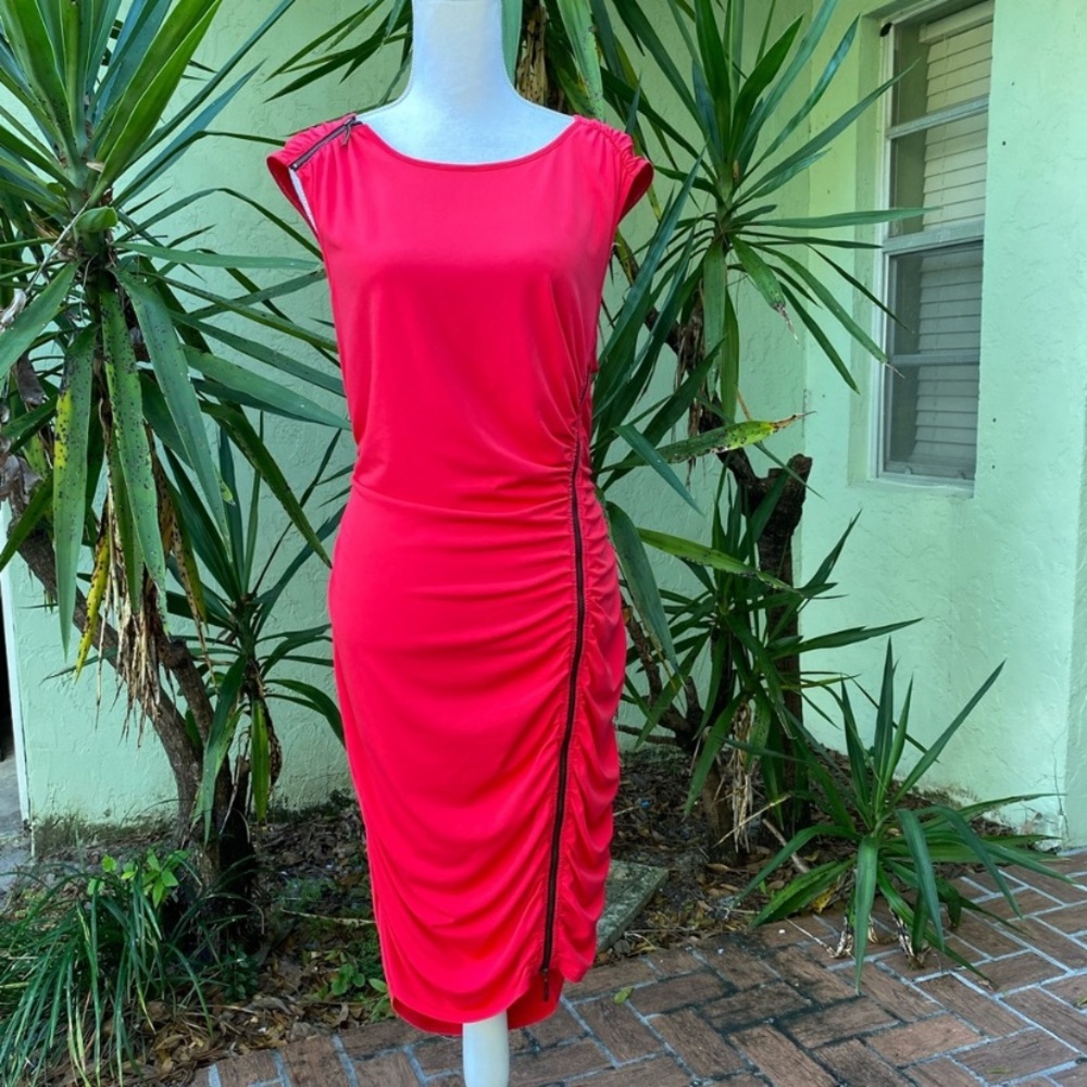 Ruched Red Dress
